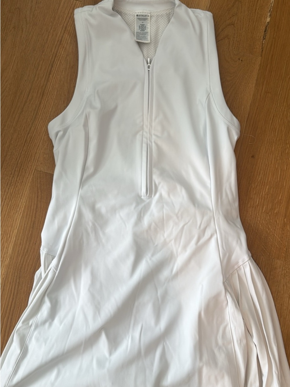 Athleta White Sleeveless Zip-Front Dress